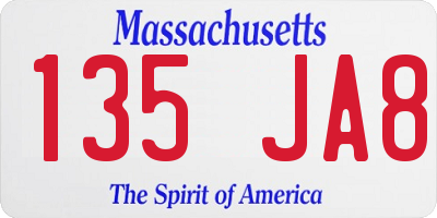 MA license plate 135JA8