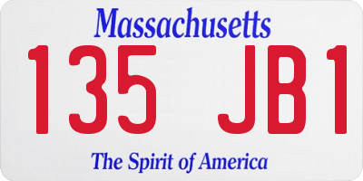 MA license plate 135JB1