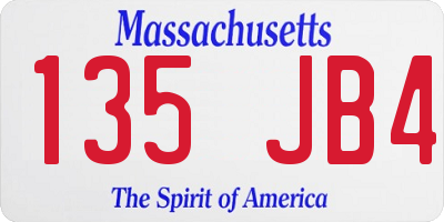 MA license plate 135JB4