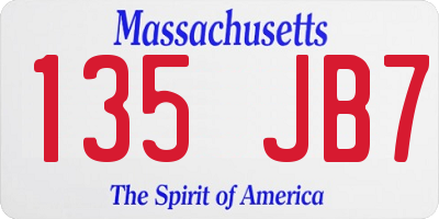 MA license plate 135JB7
