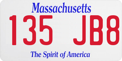 MA license plate 135JB8
