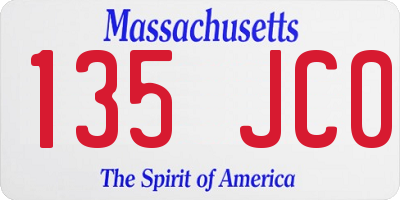 MA license plate 135JC0