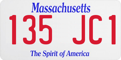 MA license plate 135JC1