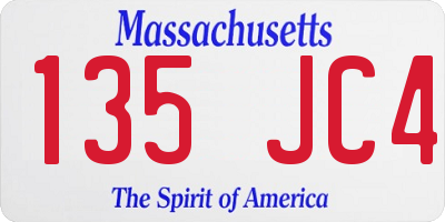 MA license plate 135JC4
