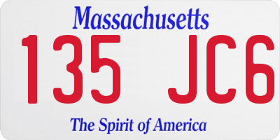 MA license plate 135JC6