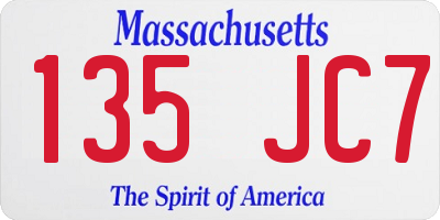 MA license plate 135JC7