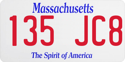 MA license plate 135JC8