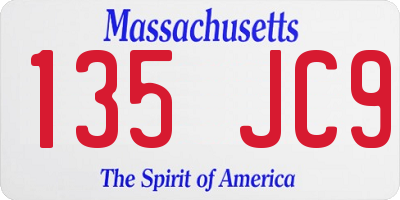 MA license plate 135JC9