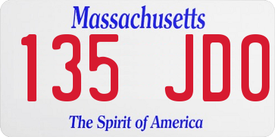 MA license plate 135JD0