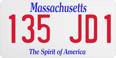 MA license plate 135JD1