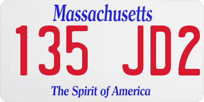 MA license plate 135JD2