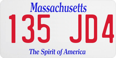 MA license plate 135JD4