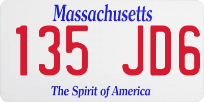 MA license plate 135JD6