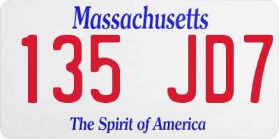MA license plate 135JD7