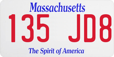 MA license plate 135JD8