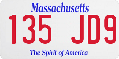MA license plate 135JD9