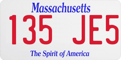MA license plate 135JE5