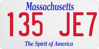 MA license plate 135JE7