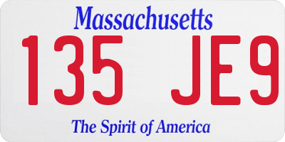 MA license plate 135JE9
