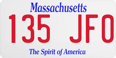 MA license plate 135JF0