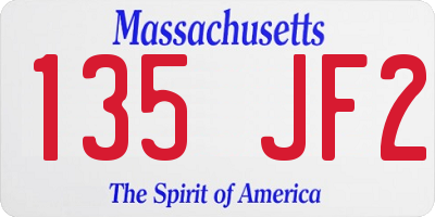 MA license plate 135JF2