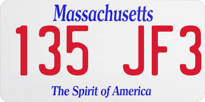 MA license plate 135JF3