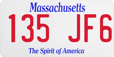 MA license plate 135JF6