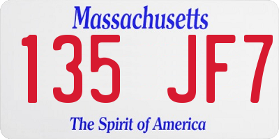 MA license plate 135JF7