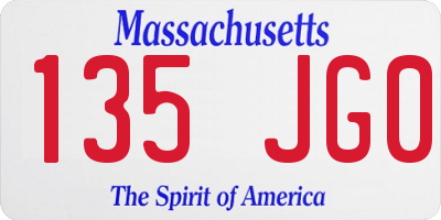MA license plate 135JG0