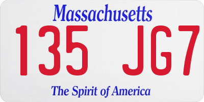 MA license plate 135JG7