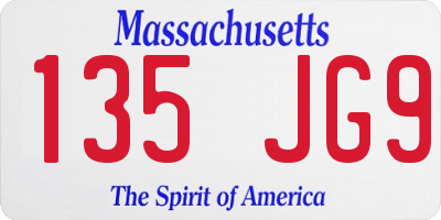 MA license plate 135JG9
