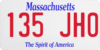 MA license plate 135JH0