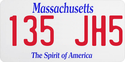 MA license plate 135JH5