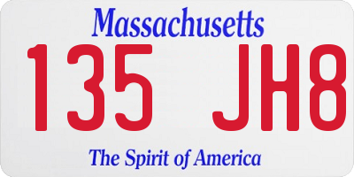 MA license plate 135JH8