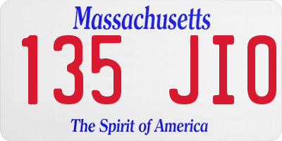 MA license plate 135JI0