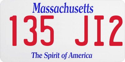 MA license plate 135JI2