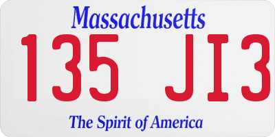 MA license plate 135JI3