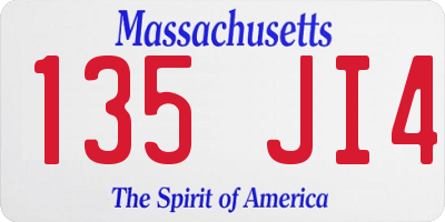 MA license plate 135JI4