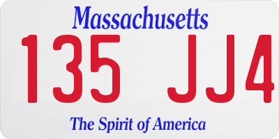 MA license plate 135JJ4