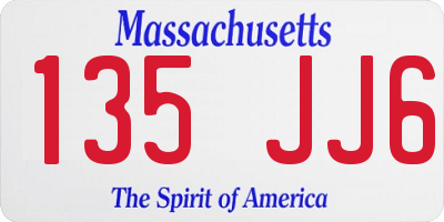 MA license plate 135JJ6