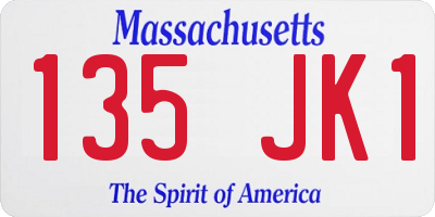 MA license plate 135JK1