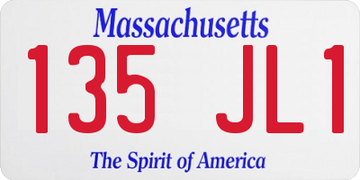 MA license plate 135JL1