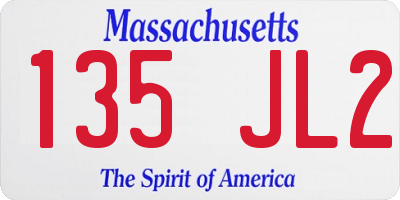 MA license plate 135JL2