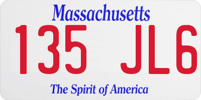 MA license plate 135JL6