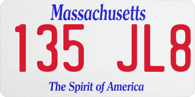 MA license plate 135JL8