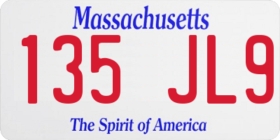 MA license plate 135JL9