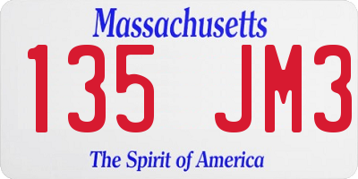 MA license plate 135JM3