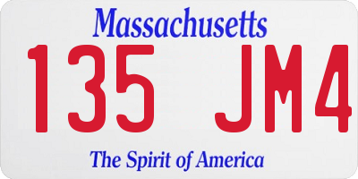 MA license plate 135JM4