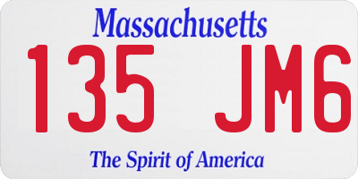 MA license plate 135JM6