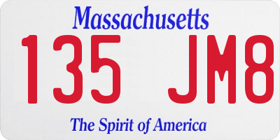 MA license plate 135JM8